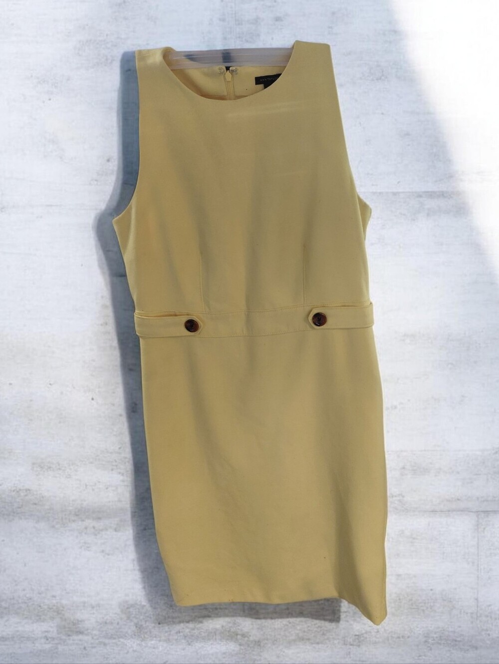 Ann Taylor Sleeveless Lemon Yellow Midi Sheath Dress